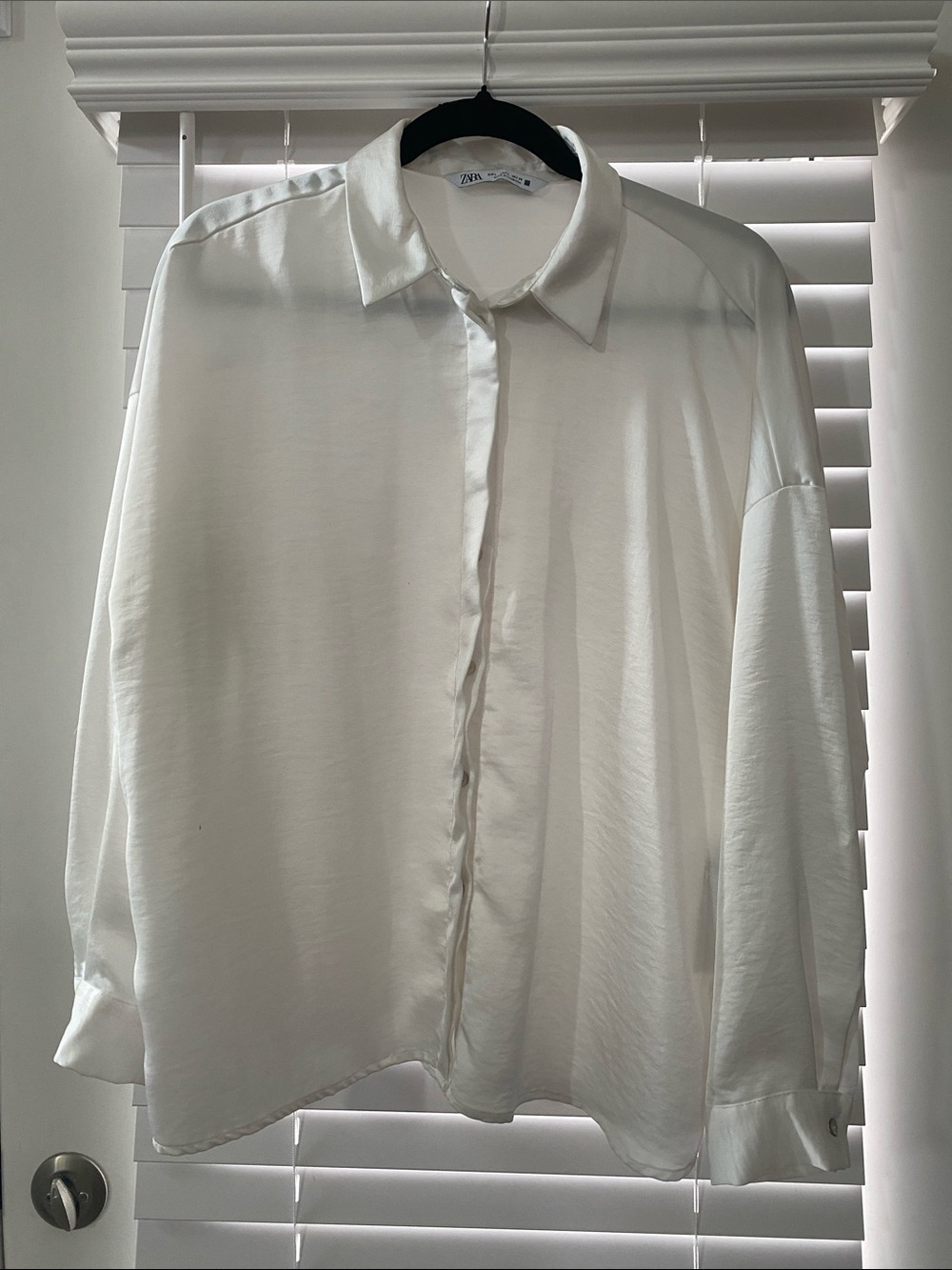 Zara White Oversized Button-Down Shirt